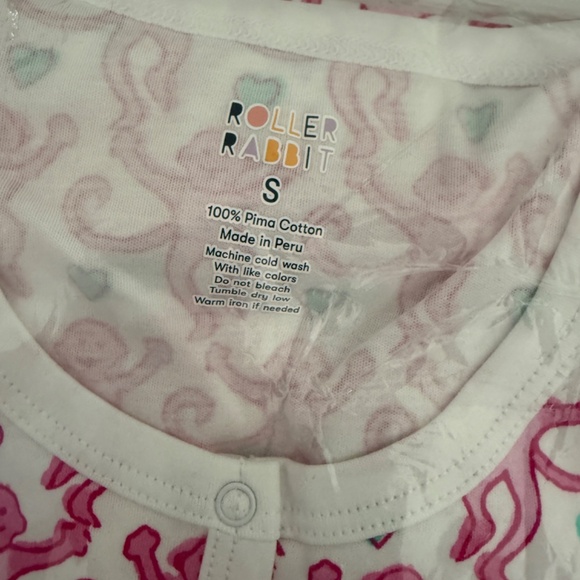 Roller Rabbit Lovely Pink Monkey Pajama 2 Piece Long Sleeve Long Pant Sleepwear - Picture 2 of 4